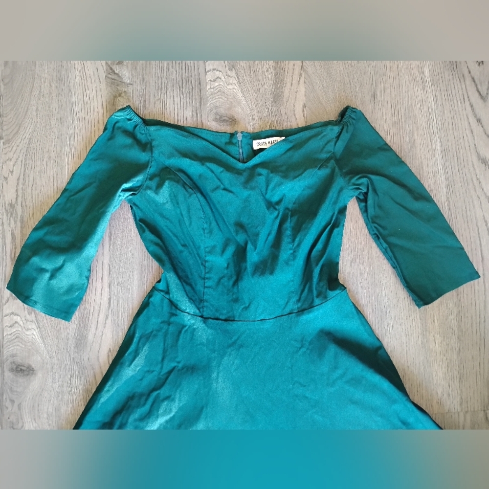 Grace Karin Off Shoulder Fit & Flare Teal Green Midi Dress – Women’s M - Picture 2 of 9